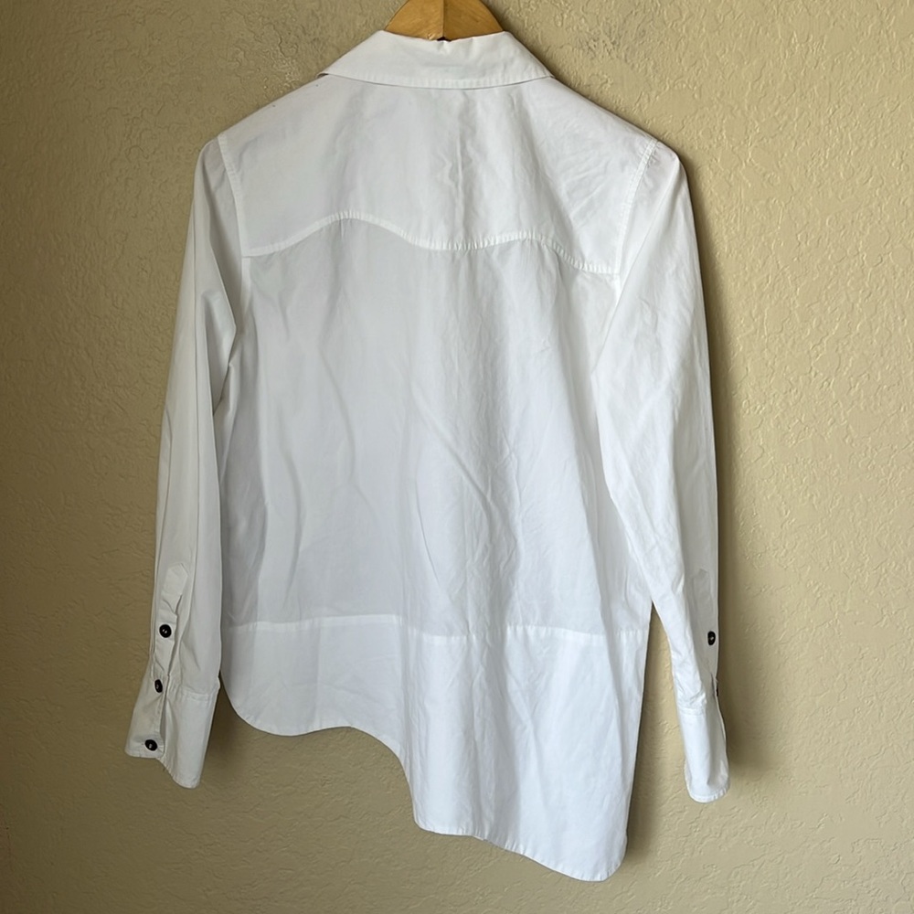 GANNI white asymmetrical organic cotton button down shirt - Picture 12 of 14